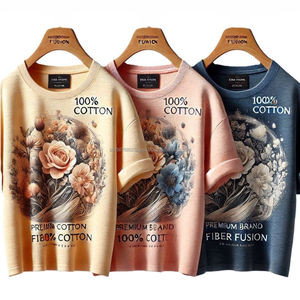Camisetas de algodón tejidas de Bangladesh de alta calidad para mujer, camisetas de manga corta con cuello redondo y diseños únicos impresos personalizados, camisetas para mujer - Product Image 2