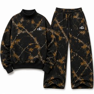 Conjuntos de Sudadera con Cuello Alto y Estampado de Camuflaje Forestal Personalizado, Joggers Holgados, Sudaderas Oversize ODM de Corte Cuadrado, Estilo Urbano de Forro Polar Grueso - Product Image 5