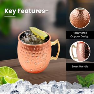 Tazas de Cobre Martillado con Revestimiento de Acero Inoxidable de 18 oz, Perfectas para Bebidas Frías, Cerveza, Vino, Actividades al Aire Libre y Fiestas - Product Image 3