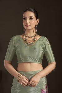 Sari listo para usar y blusa cosida, sari indio de crepé de seda con estampado floral, sari con estampado digital, diseño hermoso - Product Image 5