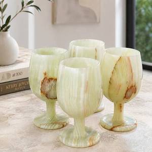 Verre à vin en onyx de qualité supérieure, fait main, luxueux, élégant, résistant au lave-vaisselle, écologique, décoratif pour la maison, en vente - Product Image 1