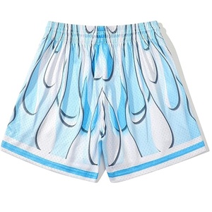 Men's <b>Light</b> Blue White Solid Mid Waist Drawstring Casual Woven 100% Polyester Breathable Lightweight Boho Short Shorts - Product Image 4