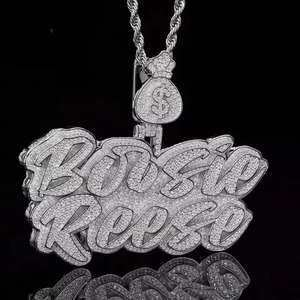 Iced Out Moissanite Letter <b>Name</b> Pendant 925 Silver Micro Pave Round Cut Luxury Charms Everyday Wear Hip Hop Pendant For Men's - Product Image 2