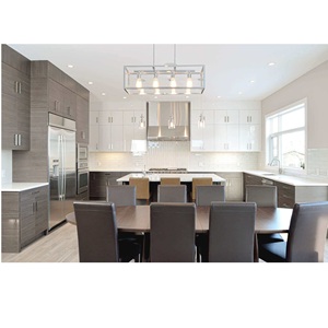 Meubles de cuisine modulaires en gros de style européen avec porte à panneaux, unités de garde-manger personnalisées CANA avec espace pour réfrigérateur - Product Image 1