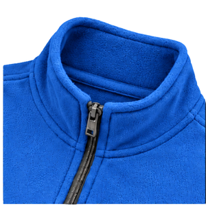Sudadera casual de microfelpa azul real con media cremallera, texturizada, de manga larga y cuello alto. Ropa al por mayor, ropa personalizada. - Product Image 3