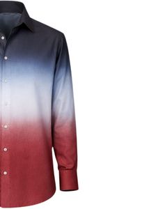 Camisa Formal para Hombre en Gris Carbón y Rojo Degradado, Algodón Premium, Manga Larga, Cierre de Botones, Estilo Casual Elegante, Suministro al por Mayor del Fabricante - Product Image 4