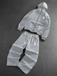 Conjunto de Chaqueta Cortavientos Larga de 2 Piezas Unisex Personalizada, Estilo Vintage, Impermeable, Resistente al Viento, Tejido Ecológico, Opciones de Bordado e Impresión Digital - Product Image 3