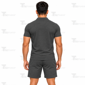 Ensemble de vêtements d'été deux pièces avec logo personnalisé pour hommes, ensemble de survêtement d'été deux pièces polo et short pour hommes - Product Image 4
