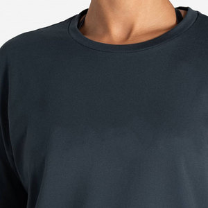 T-shirt de sport pour femme 100 % polyester, couleur unie, séchage rapide, coupe ajustée, compressé, été, haute qualité, athlétique, vierge, pas cher - Product Image 3