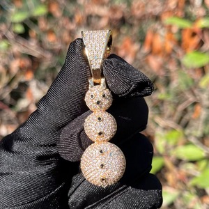 Cute Cartoon Snowman Pendant With Moissanite Stones 925 <b>Silver</b> Micro Pave Themed <b>Charms</b> For Everyday Wear Rapper Bling Pendant - Product Image 3
