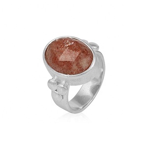 Anillos de piedra solar de Plata de Ley 925, piedras preciosas ovaladas naturales hechas a mano, declaración Bohemia, proveedor de joyería para mujer - Product Image 1