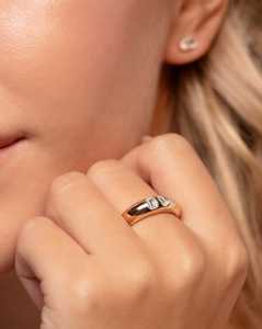 Toi Et Moi <b>Emerald</b> Pear Wedding Bands 14k Solid Gold Cloud Two Stone Puffy Dome Stackable Wide <b>Rings</b> Lab Grown Diamond Wholesale - Product Image 2