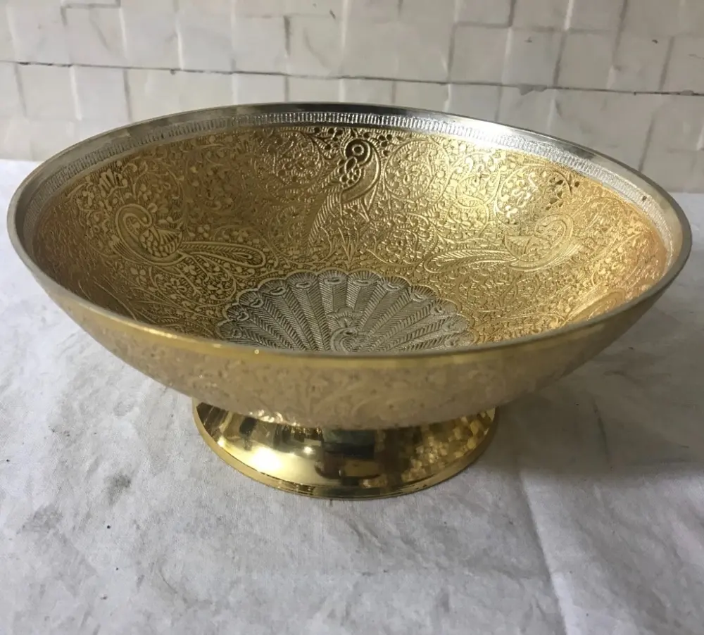 Brass 2-Tone with Gold and Silver Finish Bowl Ideal for Dry Fruits