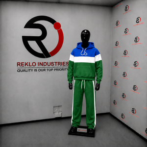 Green Blue Hoodie Tracksuit Blocking Tracksuit Hooded <b>Sweatshirt</b> And Pants Set Green Blue <b>White</b> Full Sleeve Casual Autumn Wear - Product Image 3