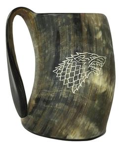 Tasse en corne de buffle faite à la main, écologique, forme naturelle, motif lion sculpté, durable, objet d'art de collection, Love Angel - Product Image 6