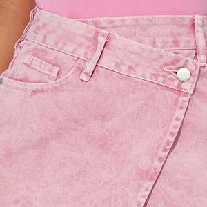 Minifaldas vaqueras asimétricas de tiro medio para mujer, precio de fábrica al por mayor, con detalle de dobladillo deshilachado, elegantes minifaldas vaqueras para mujer - Product Image 6