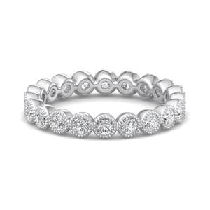 Bague de mariage empilable de luxe en or rose, sertie de diamants ronds taille brillant, style <span class=keywords><strong>vintage</strong></span> avec sertissage milgrain, pour femme - Product Image 4