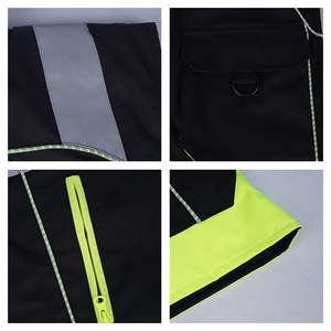 Chaleco de Seguridad Reflectante de Alta Visibilidad para Hombre, Ropa de Trabajo de Poliéster, Negro y Verde Lima, Chaleco de Seguridad con Bolsillos a Rayas y Cierre Frontal - Product Image 6