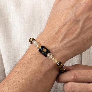 สร้อยข้อมือราศีสิงห์ ลูกปัดไทเกอร์อาย พร้อมป้ายซิทริน สลักด้วยเลเซอร์ เทรนด์แฟชั่น - Product Image 3