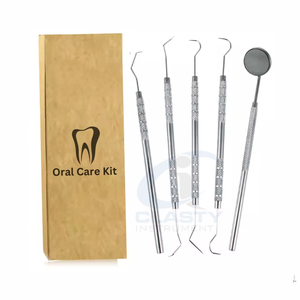 Kit de Cuidado Bucal, Herramientas Dentales de Acero Inoxidable con Empuñadura Moleteada, Instrumentos Manuales de Clase I en Estuche Negro, Color Plateado - Product Image 2