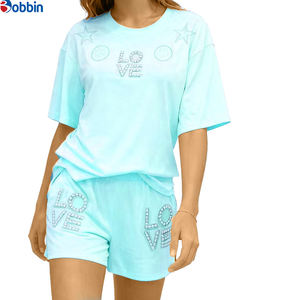 Ensemble deux pièces short et haut en strass, en coton et élasthanne respirant, personnalisable, nouvelle mode été pour femme - Product Image 3