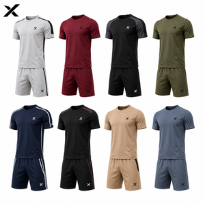 X Men Matching <b>T</b>-<b>Shirt</b> And Shorts Set Sporty Quick Dry Gym Active Wear Summer Crew Neck Solid Color Workout Outfits Casual Wear - Product Image 1