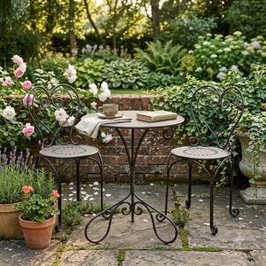 Heavy Duty Wrought Iron European Design <b>2</b>-Seater Patio Dining Set Weather Resistant <b>Outdoor</b> Garden Furniture <b>Table</b> <b>and</b> <b>Chairs</b> - Product Image 3