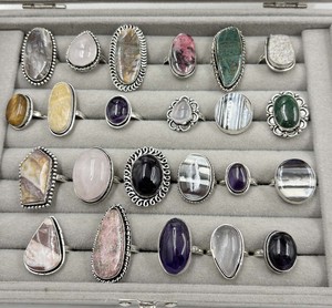 Natural Assorted Gemstone <b>Silver</b> Plated <b>Rings</b> Assorted <b>Rings</b> <b>Set</b> Wholesale Ready <b>Rings</b> Bulk Jewelry Supplier - Product Image 5