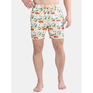 Shorts de Baño para Hombre con Estampado Floral, Cintura Media, Cordón Ajustable, Secado Rápido, Casuales para Playa - Product Image 1
