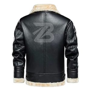 Veste de moto vintage en cuir véritable pour homme, imperméable, coupe-vent, écologique, réversible, col montant, fermeture éclair, hiver - Product Image 3