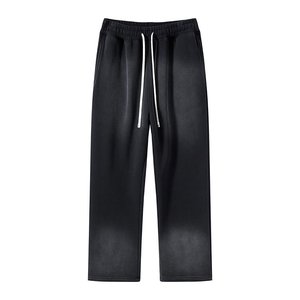 Pantalon de survêtement noir évasé en coton épais pour femme, taille élastique avec cordon de serrage, décontracté, longueur intégrale, en tissu éponge, hiver - Product Image 5