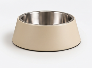 Bol de nourriture pour animaux de compagnie en acier inoxydable avec revêtement en poudre crème mate, antidérapant, pour chiens et chats - Product Image 5