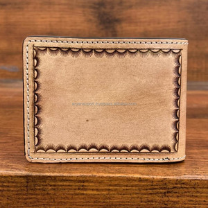 OEM ODM personnalisé dernier nouveau luxe classique Durable usiné à la main en cuir véritable homme à deux volets court porte-cartes et porte-monnaie portefeuilles - Product Image 5