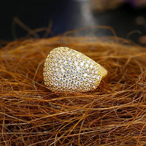 Micro Pave Cluster <b>Ring</b> 925 Sterling Silver Rhodium Plated <b>Dome</b> Shank Hip Hop Style Wedding Band for Anniversary Engagement Gift - Product Image 4
