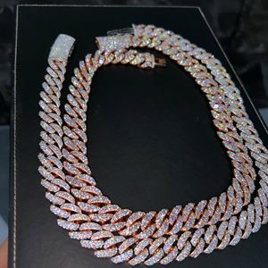 Rose gold plated moissanite Brilliant cut tennis <b>necklace</b> Hip hop unisex jewelry Customized iced <b>necklace</b> - Product Image 1