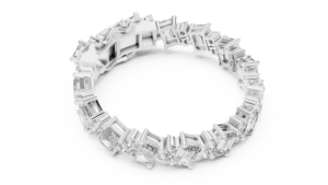 Bracelet en or blanc 10 carats avec diamants taille émeraude, 42 pierres, 27,438 carats, haute joaillerie, luxe, couture, pièce maîtresse, pour mariages et soirées, luxe - Product Image 4