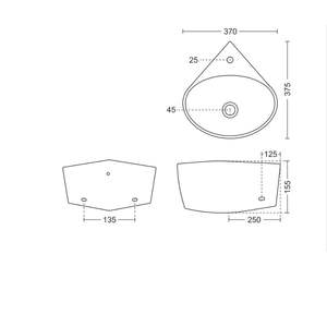 Stylish rectangular ceramic wall hung washbasin 375x370x155mm half column pedestal floating bathroom sink glossy finish - Product Image 6