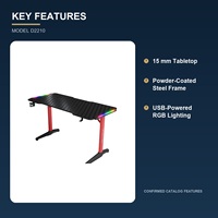 Bureau d'ordinateur de jeu RGB avec porte-gobelet et crochet pour casque, style fibre de carbone, pour l'e-sport, le bureau et la maison