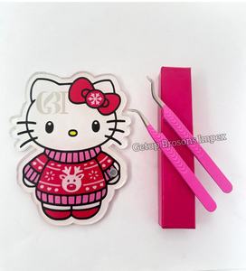Pinzas de Punta Acrílica con Recubrimiento en Polvo Rosa Intenso, Llavero Rojo de Hello Kitty, Logotipo Personalizado, Almacenamiento Multifuncional para Pegamento de Pestañas, Belleza - Product Image 4