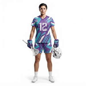 Custom <b>Women</b> Lacrosse Uniform Set Sublimation Printed <b>Jersey</b> and <b>Shorts</b> Breathable Quick Dry Athletic Team Sportswear - Product Image 1