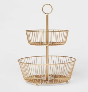 Trendy Luxury Eco-Friendly Fruit <b>Basket</b> for Wall Hanging Iron Metal Gold Finish for Weddings Festive Gifting Indian Supplier - Product Image 3