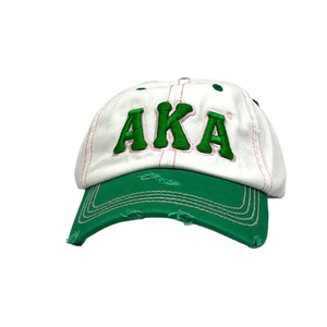 AKA White Green Hat Embroidered Letter Baseball <b>Cap</b> Two Tone Adjustable Cotton Headwear Casual Fashion <b>Vintage</b> Style <b>Cap</b> for Men - Product Image 1
