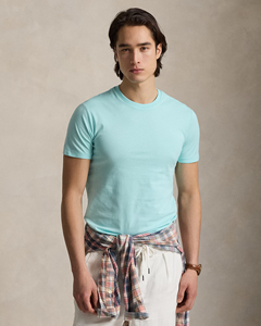Camiseta Básica de Cuello Redondo de Algodón Azul Claro Unisex Premium, Suave, Transpirable, Informal, de Manga Corta para Verano - Product Image 4