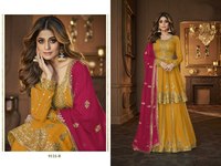 Readymade traditionnel ethnique indien pakistanais Lehenga & Dupatta ensemble, Georgette avec broderie travail pleine couture tenue de fête