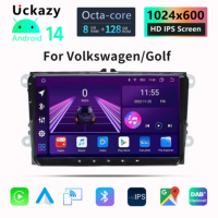 Autoradio Android 14 avec GPS, OBD2 et amplificateur pour VW Passat/B6/B7 CC T5 Skoda Octavia2/Superb Seat Leon/Golf 56 - Écran tactile HD