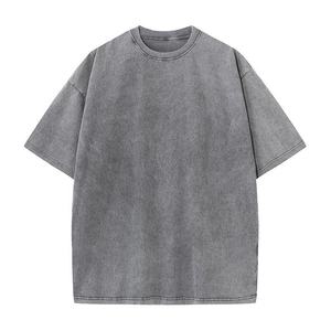 Camisetas de punto para hombre, cómodas, elegantes, 100% algodón, lavado ácido, con logo frontal estampado, de gran tamaño, calidad premium, ecológicas. - Product Image 6