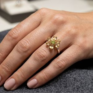 Anillo de Plata de Ley 925 con Circonita Amarilla Citrino, Joyería Plateada con Piedras Preciosas para Mujer - Product Image 5