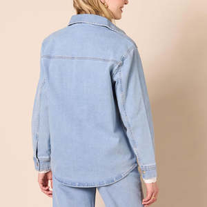 Veste en jean pour femme, style mi-long, haute qualité, effet usé et déchiré, décontractée, prix raisonnable, OEM - Product Image 2