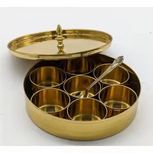 Metal <b>Spice</b> <b>Storage</b> Container with Decorative Lid Kitchen Masala Organizer Box for Herbs Seasoning Cooking - Product Image 1