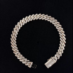 AMBER JEWELS Classic 18k Solid Gold Emerald-Cut Natural Stone Chain Link <b>Bracelet</b> IGI Certified Unisex Wedding Jewelry Model - Product Image 1